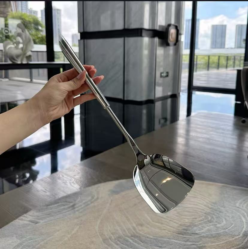 Thickened 304 stainless steel cooking shovel, pot shovel, frying shovel, soup spoon, household kitchenware set