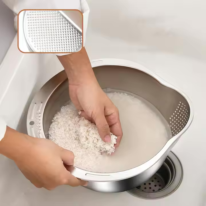 Thickened 304 Stainless Steel Rice Washing Basin\Kitchen Drainage Basin\Vegetable Washing Basin