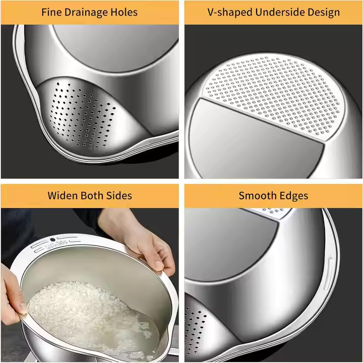Thickened 304 Stainless Steel Rice Washing Basin\Kitchen Drainage Basin\Vegetable Washing Basin