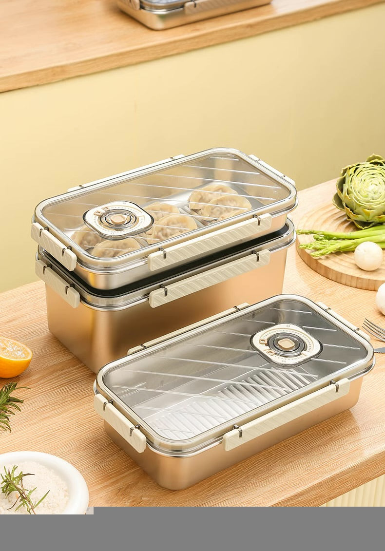 304 stainless steel refrigerator fresh-keeping refrigerated box dumpling box multi-function seal