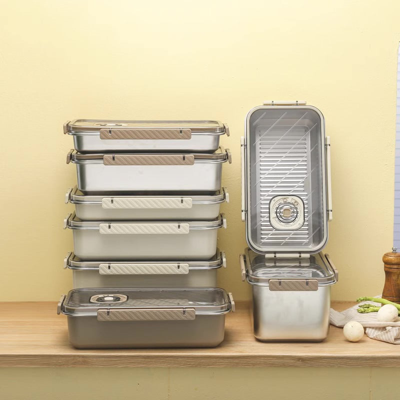 304 stainless steel refrigerator fresh-keeping refrigerated box dumpling box multi-function seal