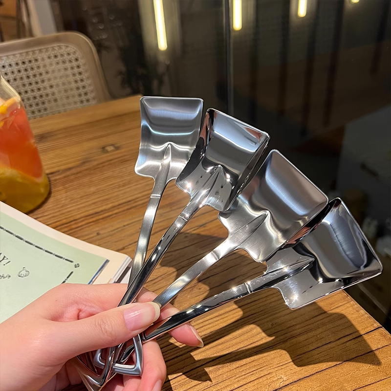 Flat Square Head Metal Spatula Spoon for Watermelon, Desserts and Ice Cream