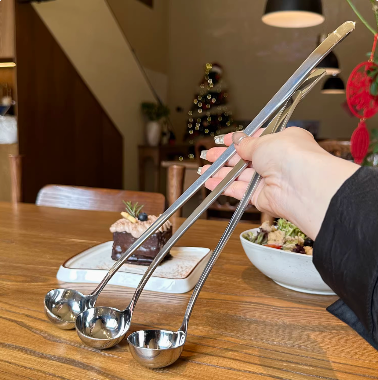 Extended and Thickened 304 Stainless Steel Long-Handle Measuring Spoon