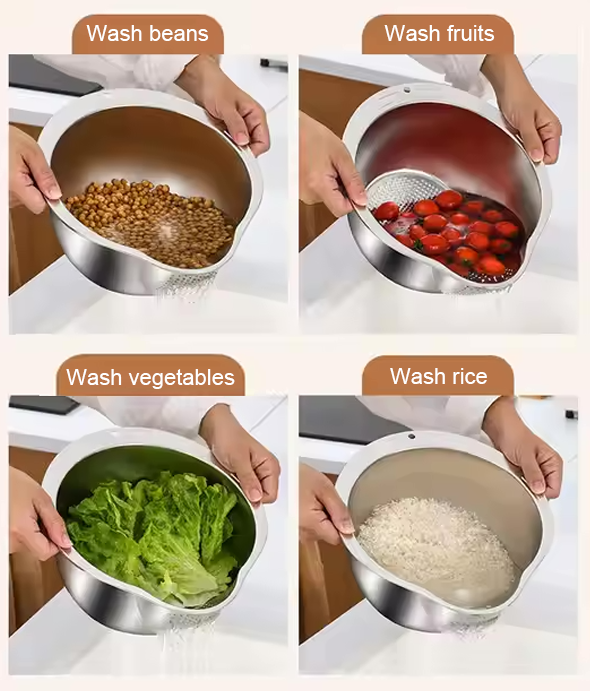 Thickened 304 Stainless Steel Rice Washing Basin\Kitchen Drainage Basin\Vegetable Washing Basin