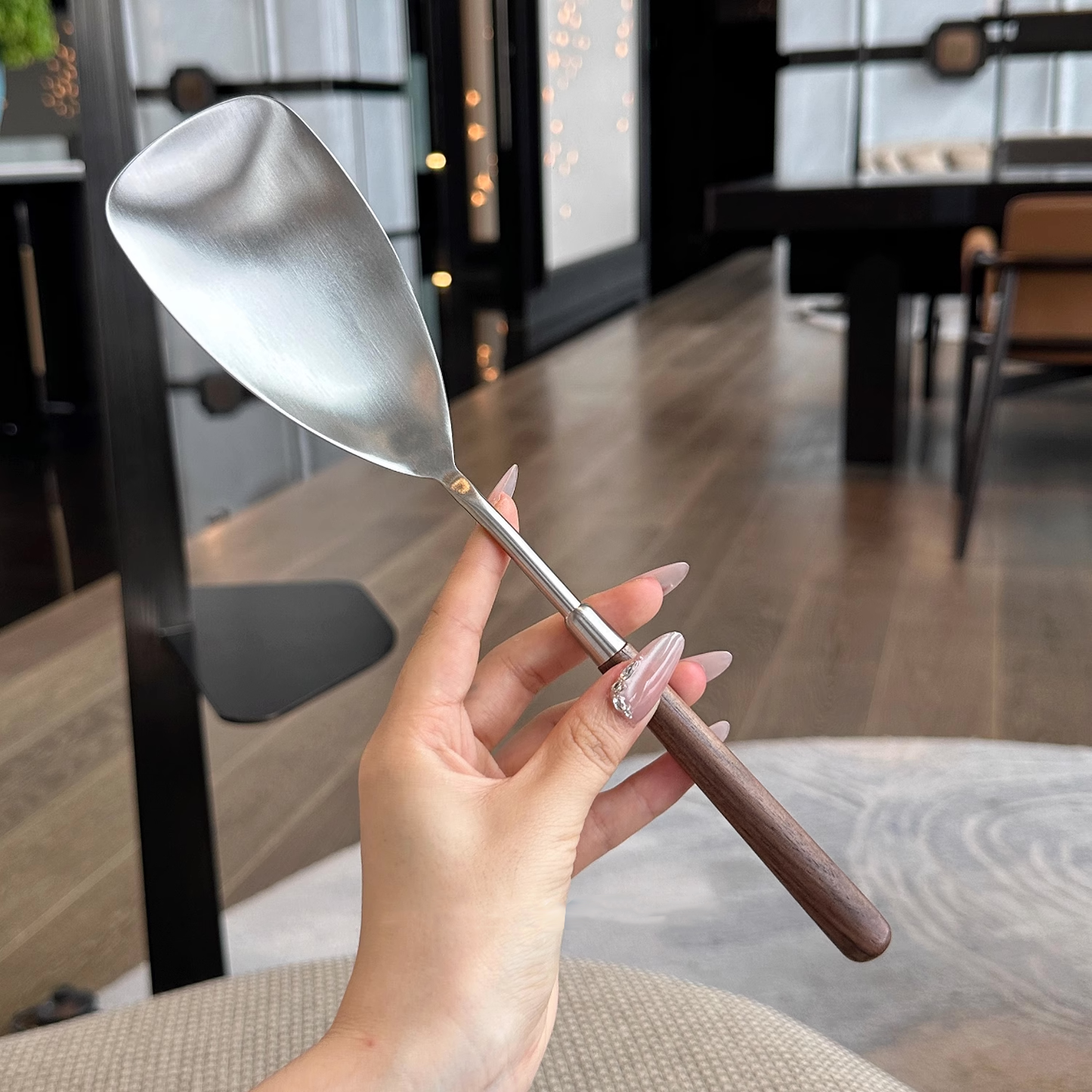 304 Stainless Steel Kitchen Spatula with Walnut Wood Handle