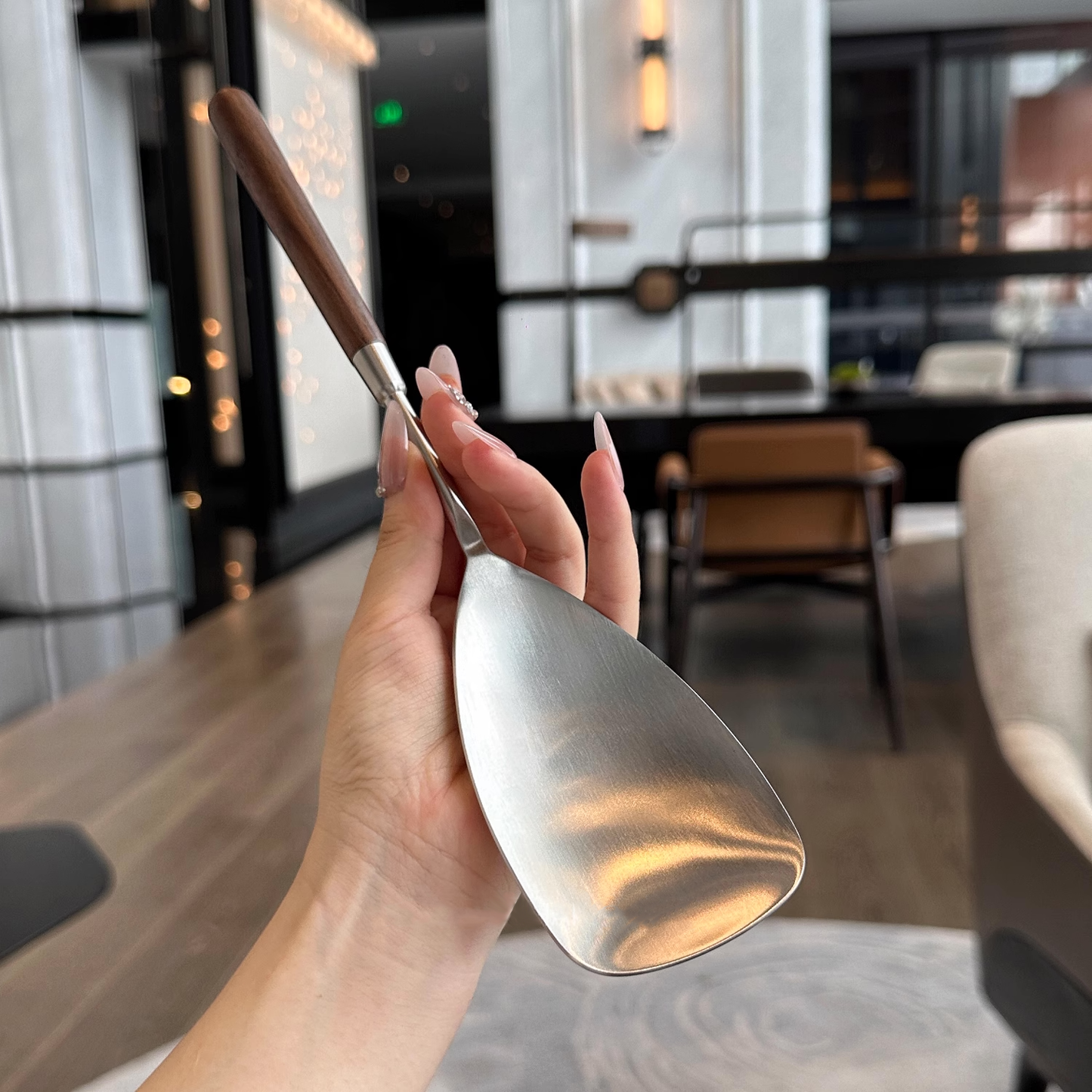 304 Stainless Steel Kitchen Spatula with Walnut Wood Handle