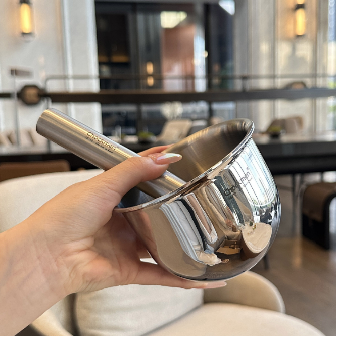 Thickened 18-10 stainless steel garlic pounder solid Chinese medicine grinding jar pounding jar