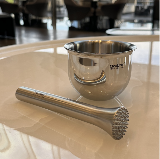 Thickened 18-10 stainless steel garlic pounder solid Chinese medicine grinding jar pounding jar
