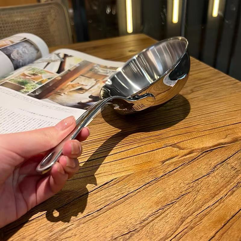 Great quality! Exported to Germany! Integrated 18/10 stainless steel small frying pan 12cm hot oil pan pouring oil pan