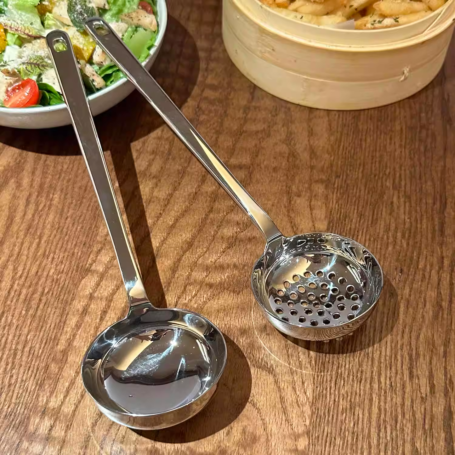 1810 Stainless Steel Long-Handle Hot Pot Ladle for Soup and Meatballs