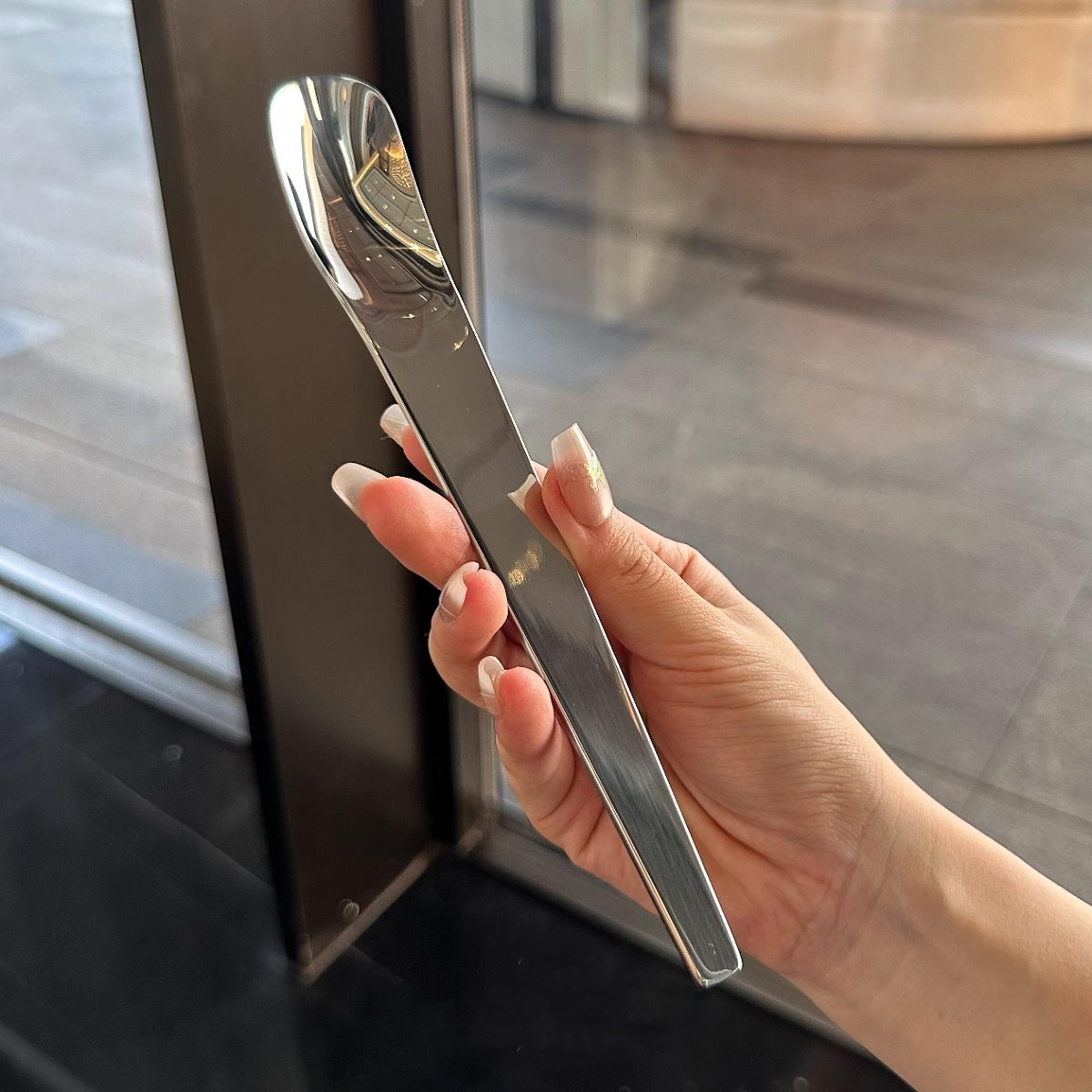 316 Stainless Steel Dessert Spoon, Cake Spoon, Flat-head Yogurt Spoon, Square-head Mixing Spoon