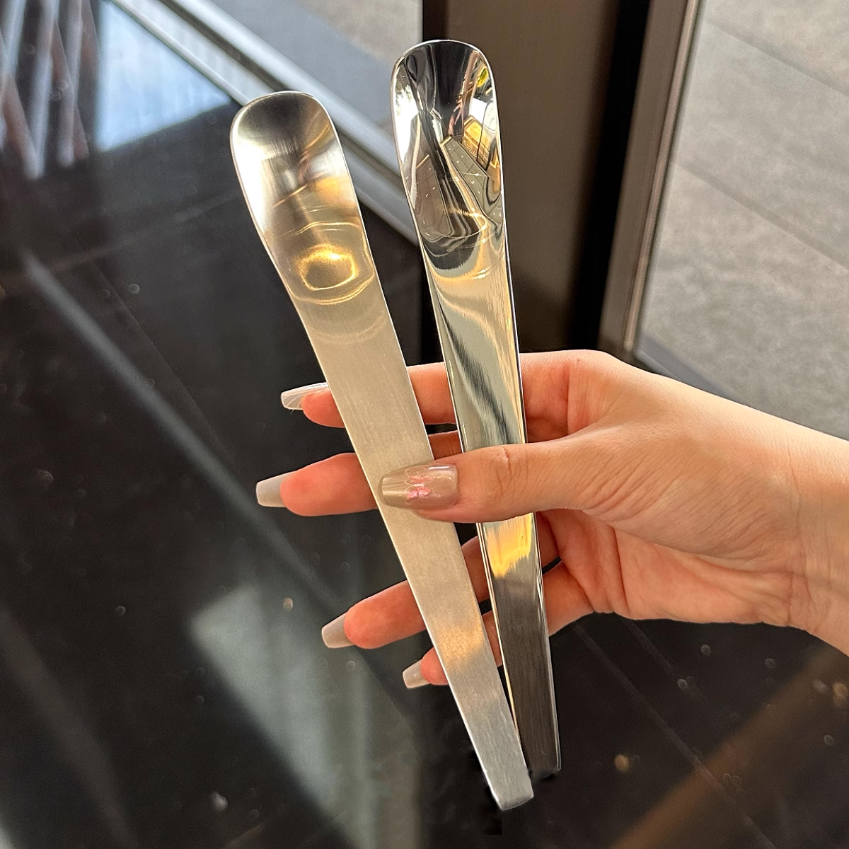 316 Stainless Steel Dessert Spoon, Cake Spoon, Flat-head Yogurt Spoon, Square-head Mixing Spoon