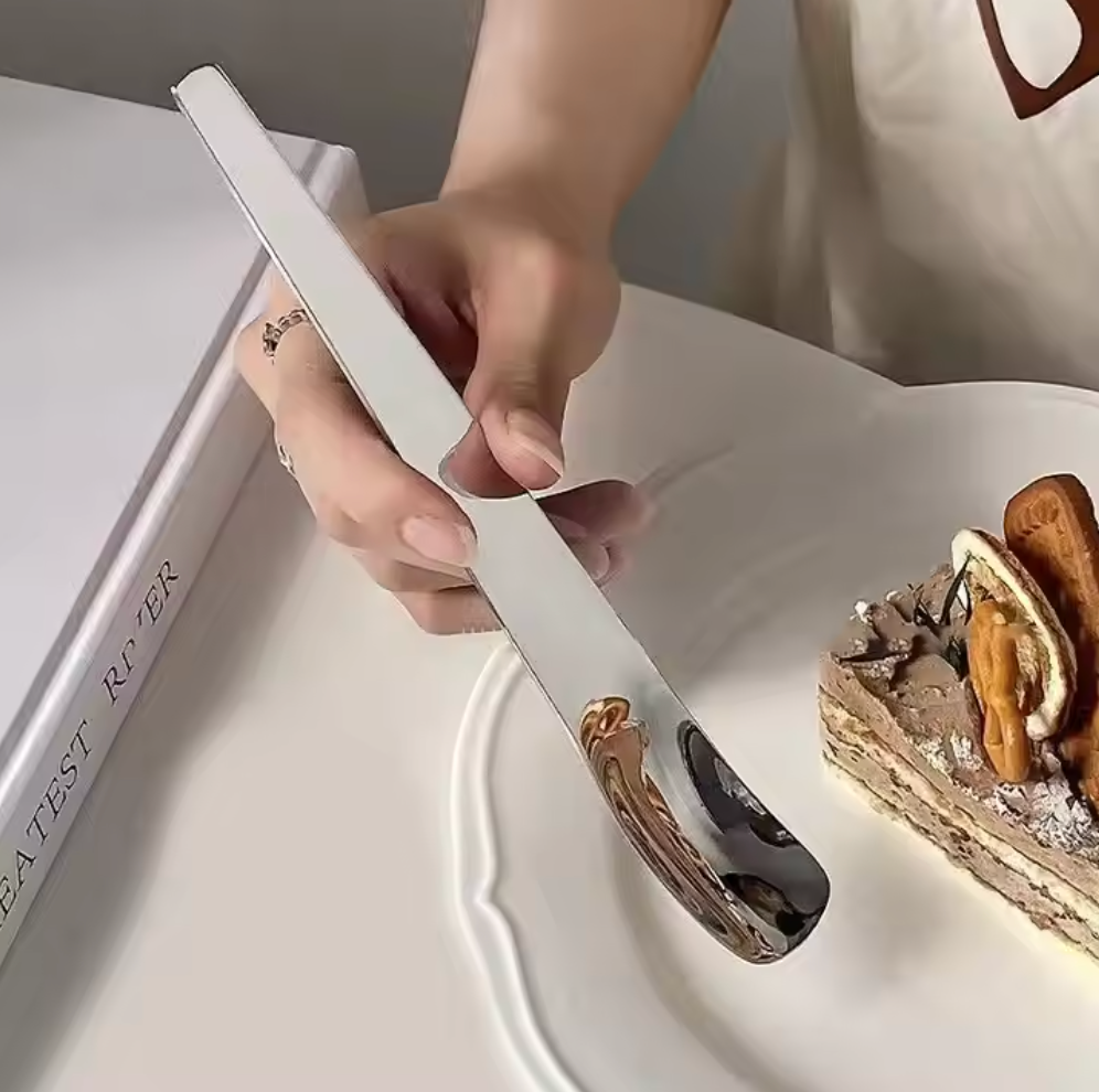 316 Stainless Steel Dessert Spoon, Cake Spoon, Flat-head Yogurt Spoon, Square-head Mixing Spoon