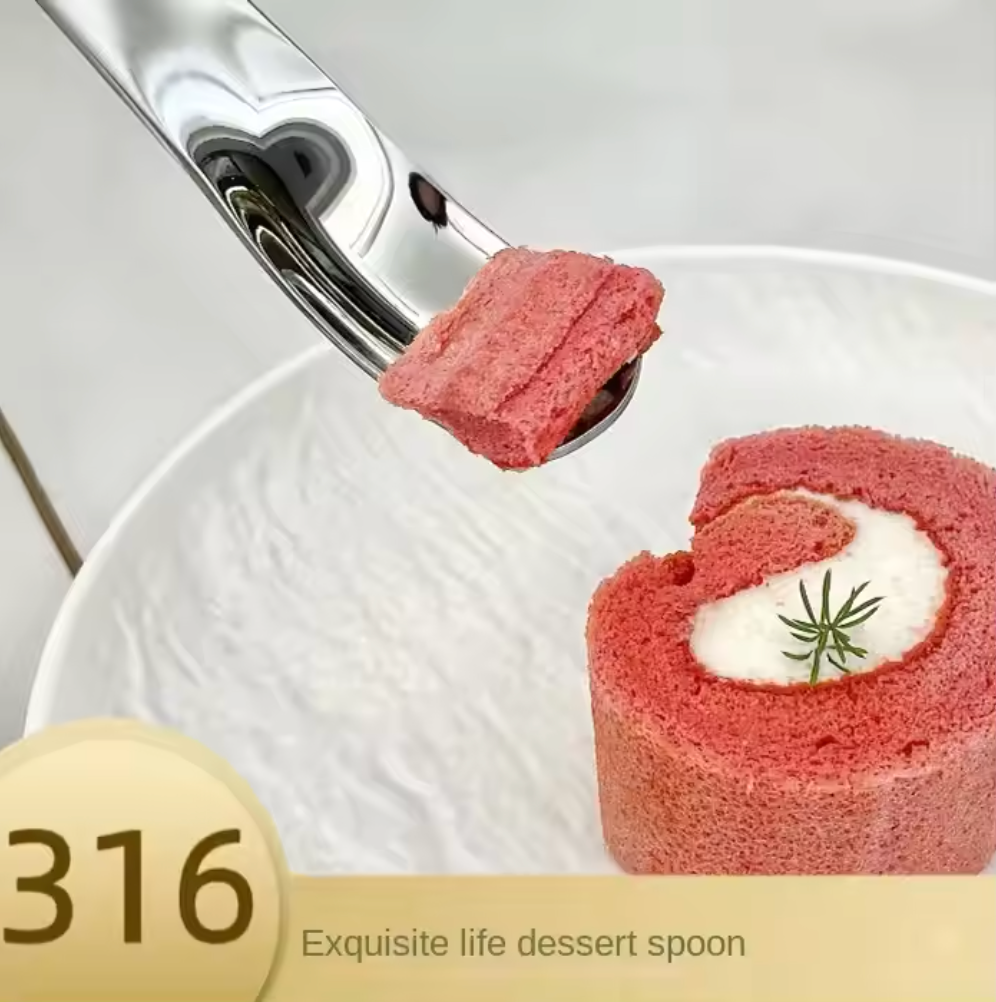 316 Stainless Steel Dessert Spoon, Cake Spoon, Flat-head Yogurt Spoon, Square-head Mixing Spoon